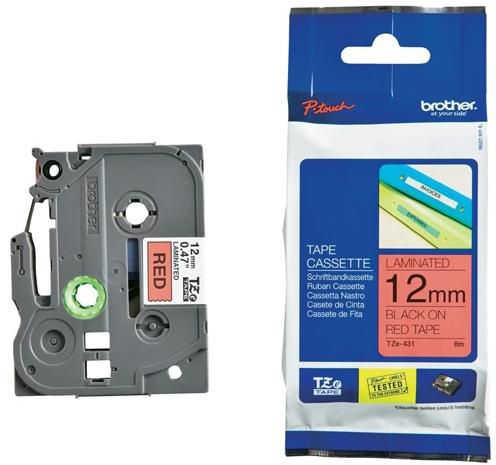 12MM BLACK ON RED TAPE