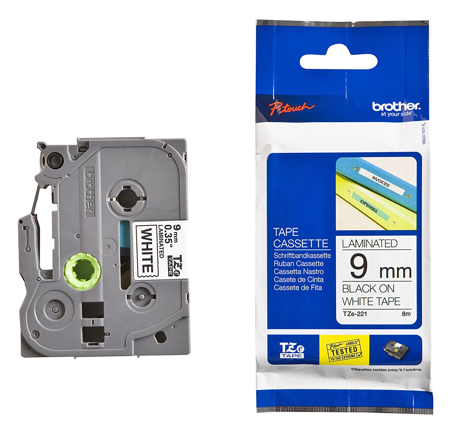 9MM BLACK ON WHITE TAPE