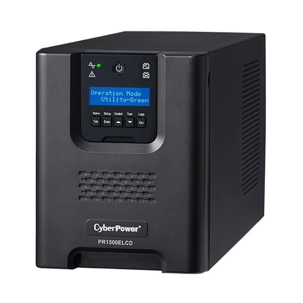UPS CYBER POWER Line Int. cu Sinusoida Pura, LCD, tower,   1500VA/ 1350W, AVR, 8 x socket IEC, display LCD, 1 x baterie RBP0023, Backup 4 - 12 min, incarcare 8h, USB, RS232, GreenPower, serie PR  PR1500ELCD  (include TV 8 lei)