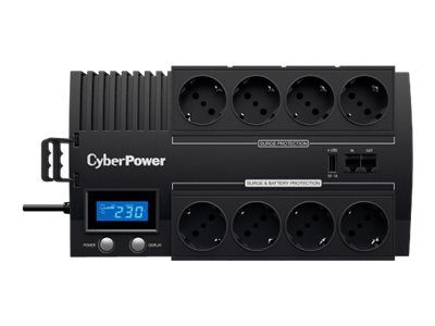 UPS CYBER POWER Line Int. cu management, LCD, brick,  1000VA/ 600W, AVR, 8 x socket Shucko, display LCD, 1 x baterie 12V/9Ah, Backup 42-60min, incarc.8h, USB, USB Charger Port, combo RJ45, GreenPower (Energy Saving), BR1000ELCD  (include TV 8 lei)