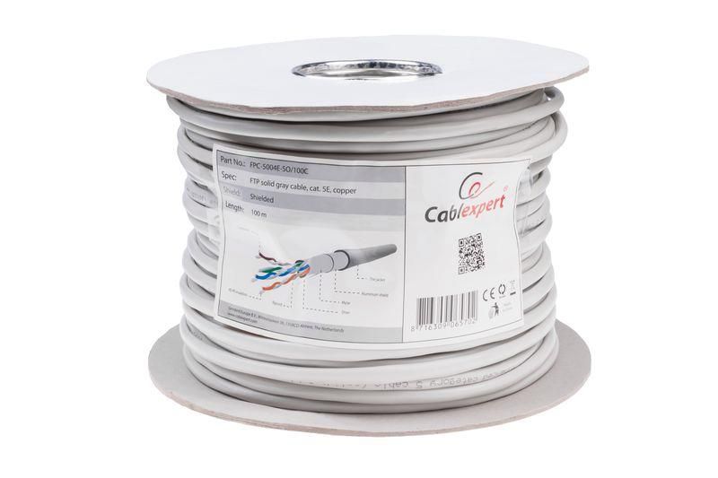 ROLA CABLU FTP GEMBIRD, Cat5e, 100m, Cupru, Solid, AWG24, 
