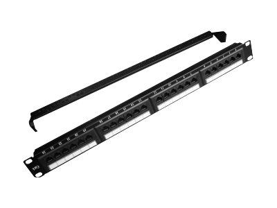 Patch panel Gembird NPP-C524CM-001, 19-inch, 1U, 24 prize RJ45 Cat.5e, negru