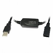 CABLU USB LOGILINK prelungitor, USB 2.0 (T) la USB 2.0 (M), 20m, activ (permite folosirea unui cablu USB lung), negru, 
