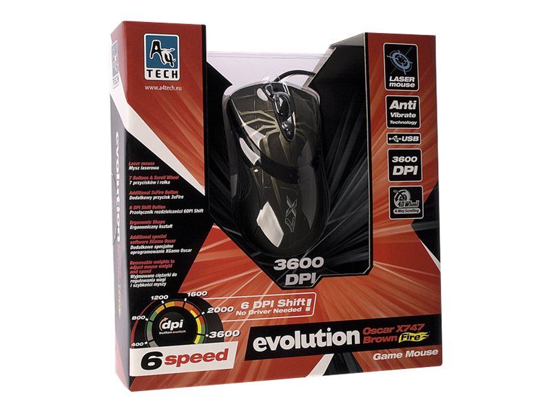 A4-TECH A4TMYS29980 Mouse A4T EVO XGame Laser Oscar X747 Brown Fire USB_1