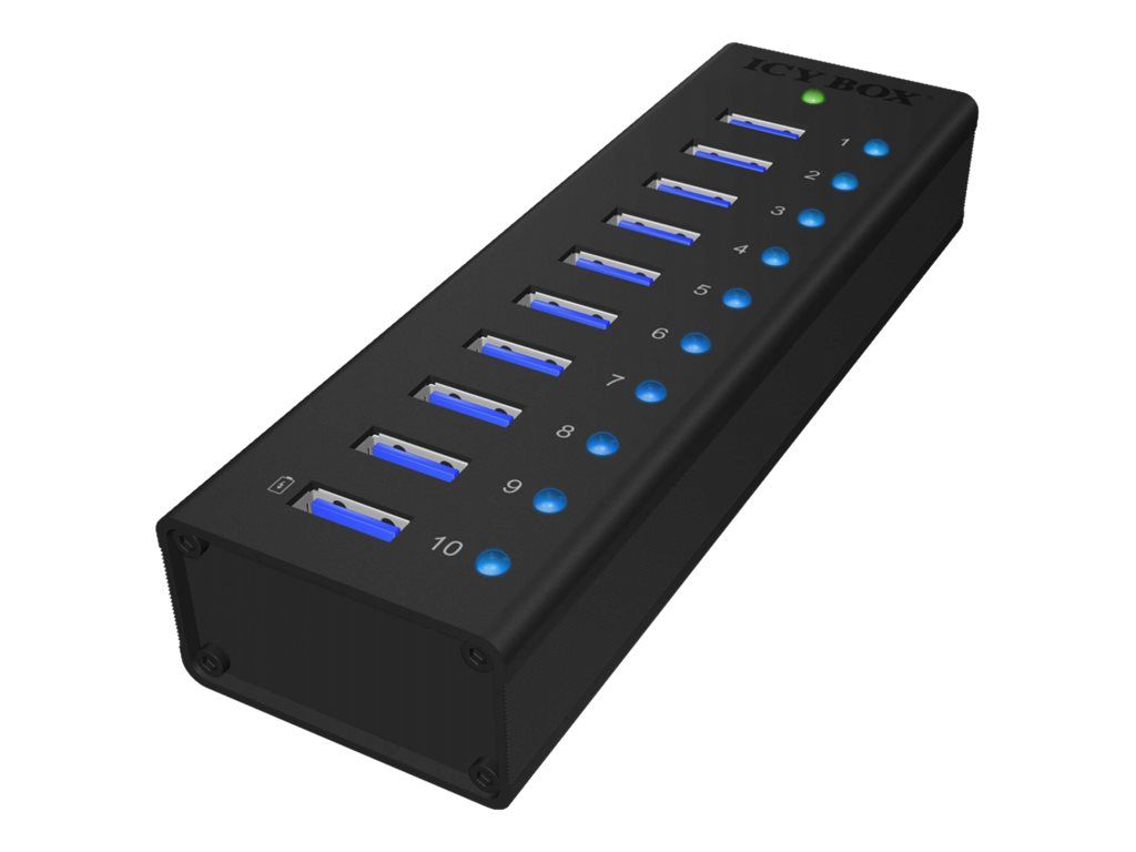 ICYBOX IB-AC6110 IcyBox 10 x Port USB 3.0 Hub with USB charge port, Black_1