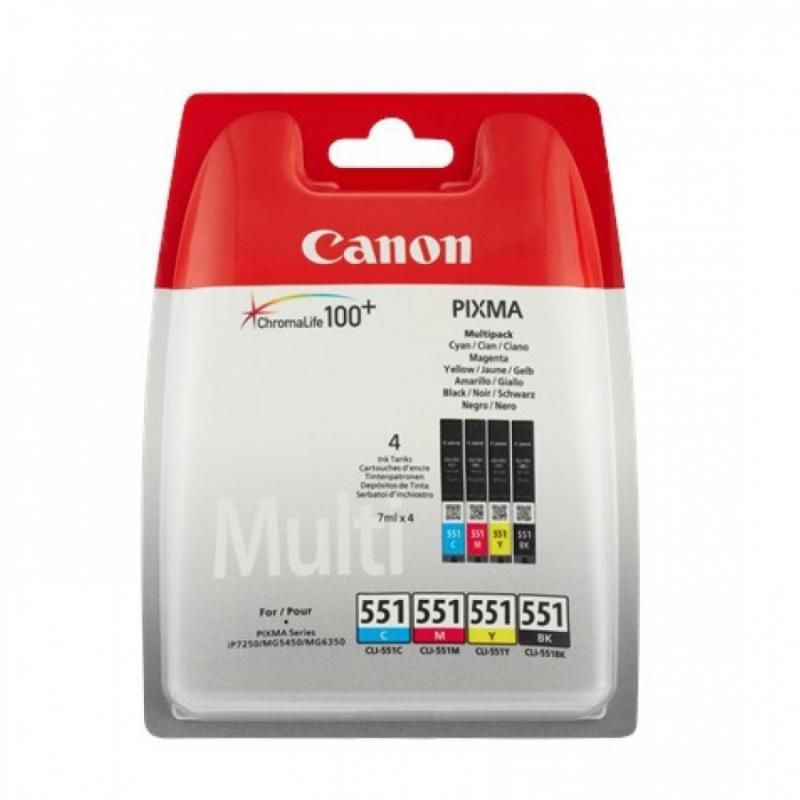 Cartus cerneala Canon CLI-551MULTI, multipack (cyan,magenta,yellow ,black), pentru Canon Pixma IP7250, Pixma IP8750, Pixma IX6850, Pixma MG5450, Pixma MG5550, Pixma MG6350, Pixma MG6450, Pixma MG7150, Pixma MX925._1