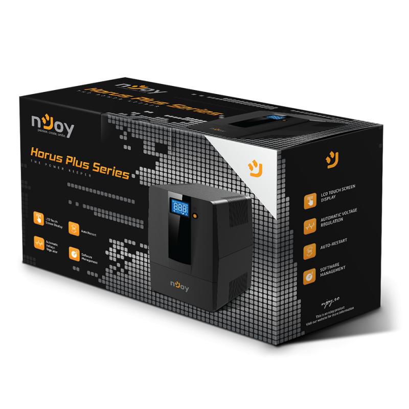 nJoy | PWUP-LI060H1-AZ01B| Horus Plus 600  | UPS | Line interactive | 600 VA | 360 W | Tower | Nr iesiri 2 Schuko | Intrare Schuko | Software Management via USB,  protectie RJ45/R11, LCD_2