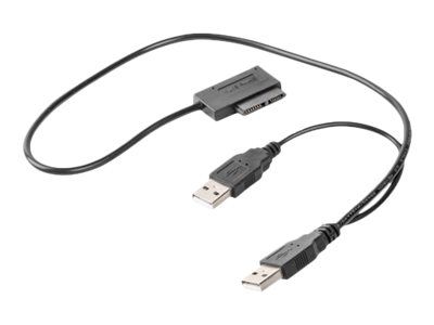 CABLU USB GEMBIRD adaptor, USB 2.0 (T) la slim S-ATA (T), 50cm, pt. SSD, DVD, cu USB suplimentar pt. extra power, negru, 