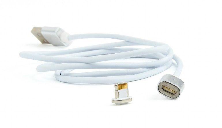 CABLU alimentare si date GEMBIRD, pt. smartphone, USB 2.0 (T) la Lightning (T) (conector magnetic), 1m, alb, 