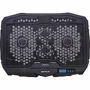Cooling pad Serioux, SRXNCP025, Dimensiuni: 390*280*28mm, Compatibilitate maxima laptop: 17.3 inch, Numar ventilatoare: 4, Dimensiune ventilator: 2 x 125*125*15mm / 2 x 70*70*15mm, Nivel zgomot: 15-20dB, Flux aer: 56-75CFM, Tensiune alimentare: DC 5V, Viteza rotatie maxima: 1200 RPM, Display LCD, 2_3