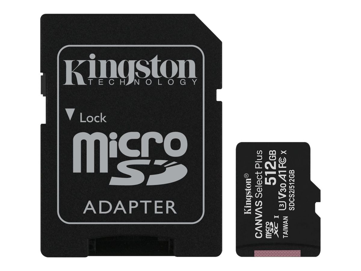 KINGSTON SDCS2/512GB Kingston 512GB micSDXC Canvas Select Plus 100R A1 C10 Card + ADP_1