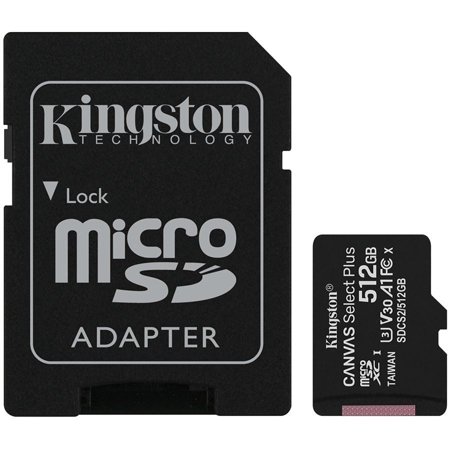 KINGSTON SDCS2/512GB Kingston 512GB micSDXC Canvas Select Plus 100R A1 C10 Card + ADP_2