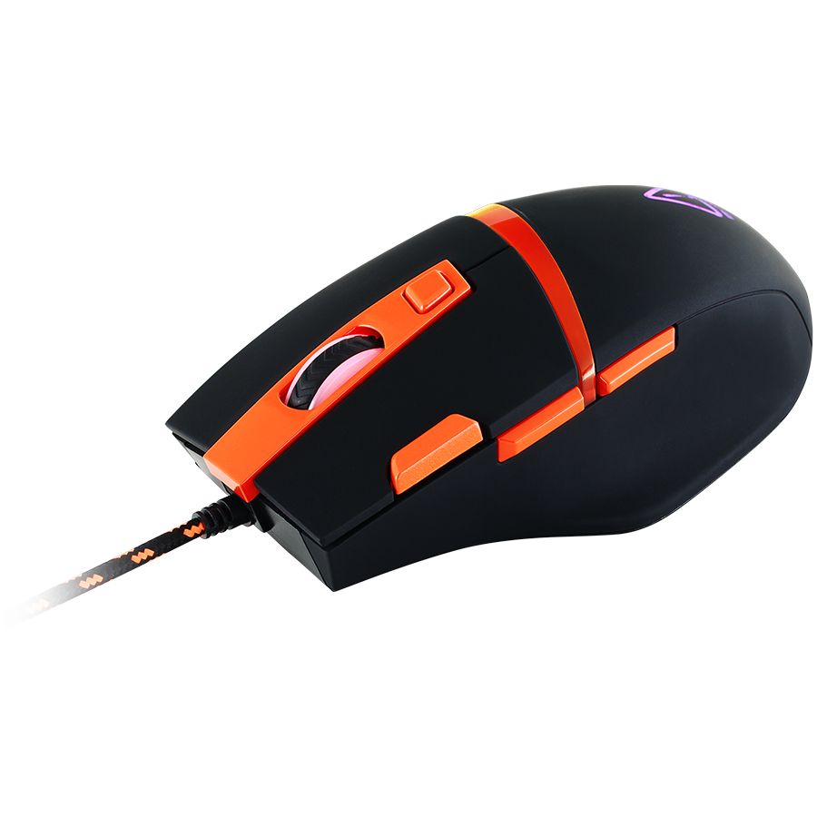 Wired Gaming Mouse with 7 programmable buttons, Pixart sensor of new generation, 4 levels of DPI and up to 4200, 5 million times key life, 1.65m Braided USB cable,rubber coating surface and RGB lights with 5 LED flowing mode, size:125*75*40mm, 140g_2