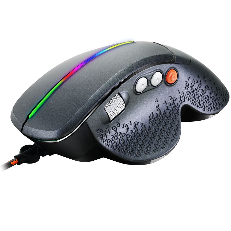 Wired High-end Gaming Mouse with 6 programmable buttons, sunplus optical sensor, 6 levels of DPI and up to 6400, 2 million times key life, 1.65m Braided USB cable,Matt UV coating surface and RGB lights with 7 LED flowing mode, size:123*81*53mm, 150g_2
