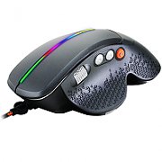 Wired High-end Gaming Mouse with 6 programmable buttons, sunplus optical sensor, 6 levels of DPI and up to 6400, 2 million times key life, 1.65m Braided USB cable,Matt UV coating surface and RGB lights with 7 LED flowing mode, size:123*81*53mm, 150g_2