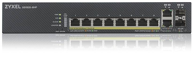 ZYXEL | GS1920-8HPV2-EU0101F | GS1920-8HP V2 | Switch | Smart Managed | Layer 2 | POE | Porturi 8 Gigabit POE  | 130W |  Fanless | Standalone/ Nebula Flex Cloud_2