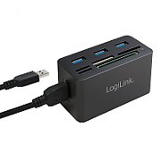 HUB extern LOGILINK, porturi USB: USB 3.0 x 3, conectare prin USB 3.0, alte porturi: SD, MicroSD, M2, MS Duo/Pro, CF, negru, 