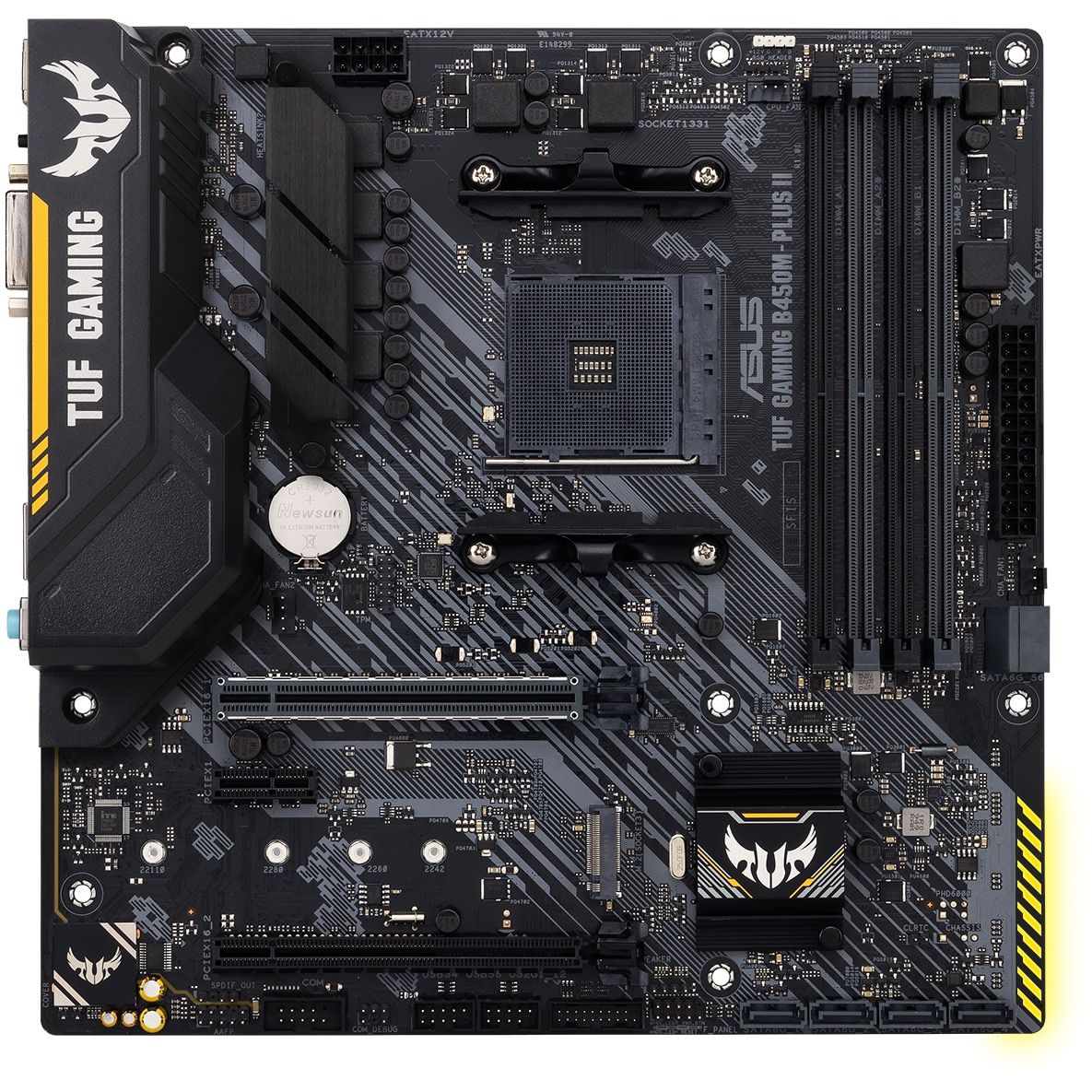 Placa de baza ASUS TUF GAMING B450M-PLUS II, socket AM4, 4x DDR4 UDIMM, 6x SATA, 1x NVMe, 11x USB-A, 1x USB-C, mATX