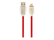 CABLU alimentare si date GEMBIRD, pt. smartphone, USB 2.0 (T) la Micro-USB 2.0 (T), 1m, premium, cablu din cauciuc, rosu, conectori argintii, 