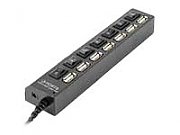 HUB extern GEMBIRD, porturi USB: USB 2.0 x 7, conectare prin USB 2.0, alimentare retea 220 V, cablu 0.5 m, negru, 