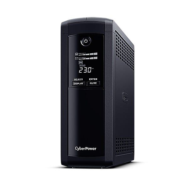 UPS CYBER POWER Line Int. cu management, LCD, tower,  1200VA/ 720W, AVR, 5 x socket Schuko, display LCD, 2 x baterie 12V/7Ah, Backup 1- 8 min, incarcare 8h, conector USB, port RS232, combo RJ45, GreenPower (Energy Saving), VP1200ELCD  (include TV 8 l