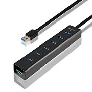 HUE-SA7BP, 7x USB3.0, Aluminiu, Charging Hub,  include adaptor alimentare, Negru_2