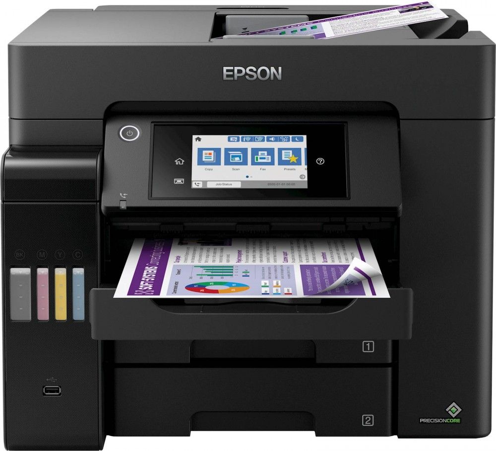Imprimanta multifunctionala inkjet ciss color Epson L6570, A4, duplex, ADF, USB 2.0, Wi-Fi, 25 ppm negru, 25 ppm color