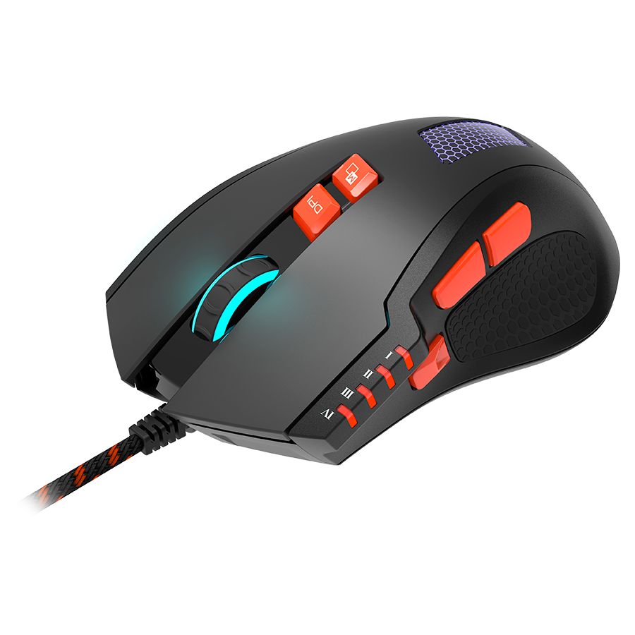Wired Gaming Mouse with 8 programmable buttons, sunplus optical 6651 sensor, 4 levels of DPI default and can be up to 6400, 10 million times key life, 1.65m Braided USB cable_2