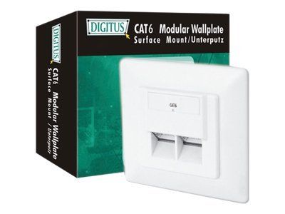 DIGITUS modular wall outlet 2xRJ45 white Cat6 fully shielded flush mount RAL 9010_1