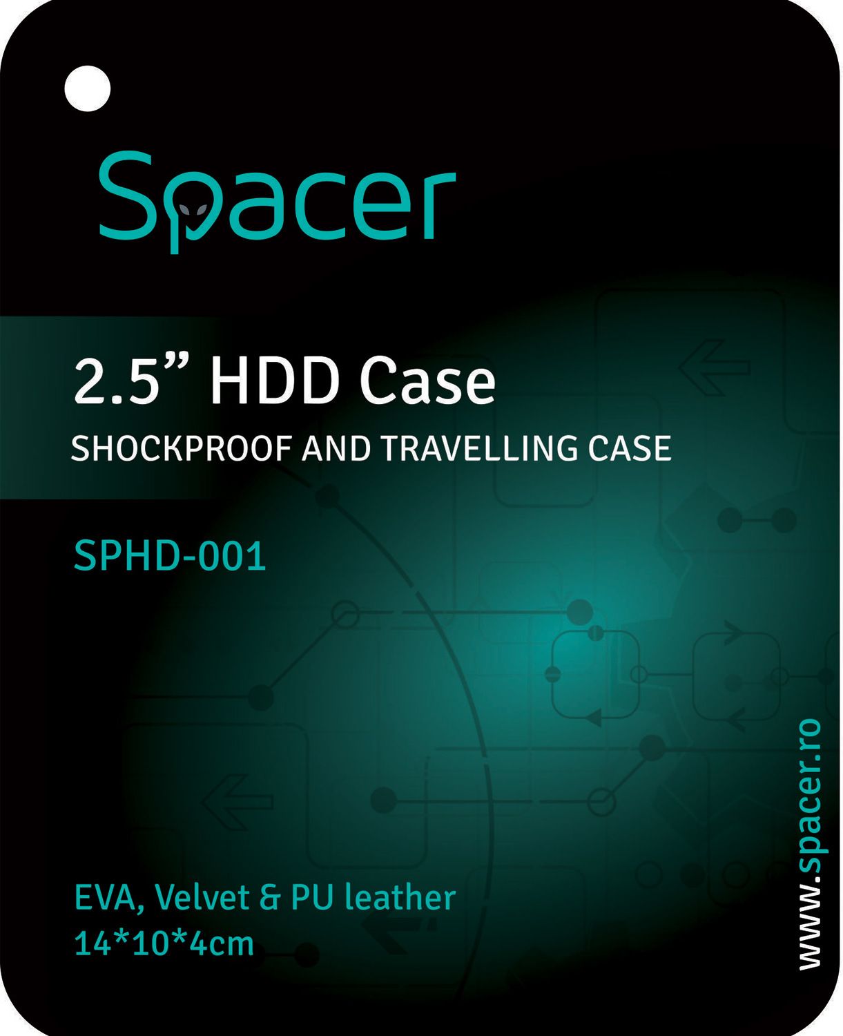 HUSA SPACER, pt HDD, buzunar intern plasa, negru, 