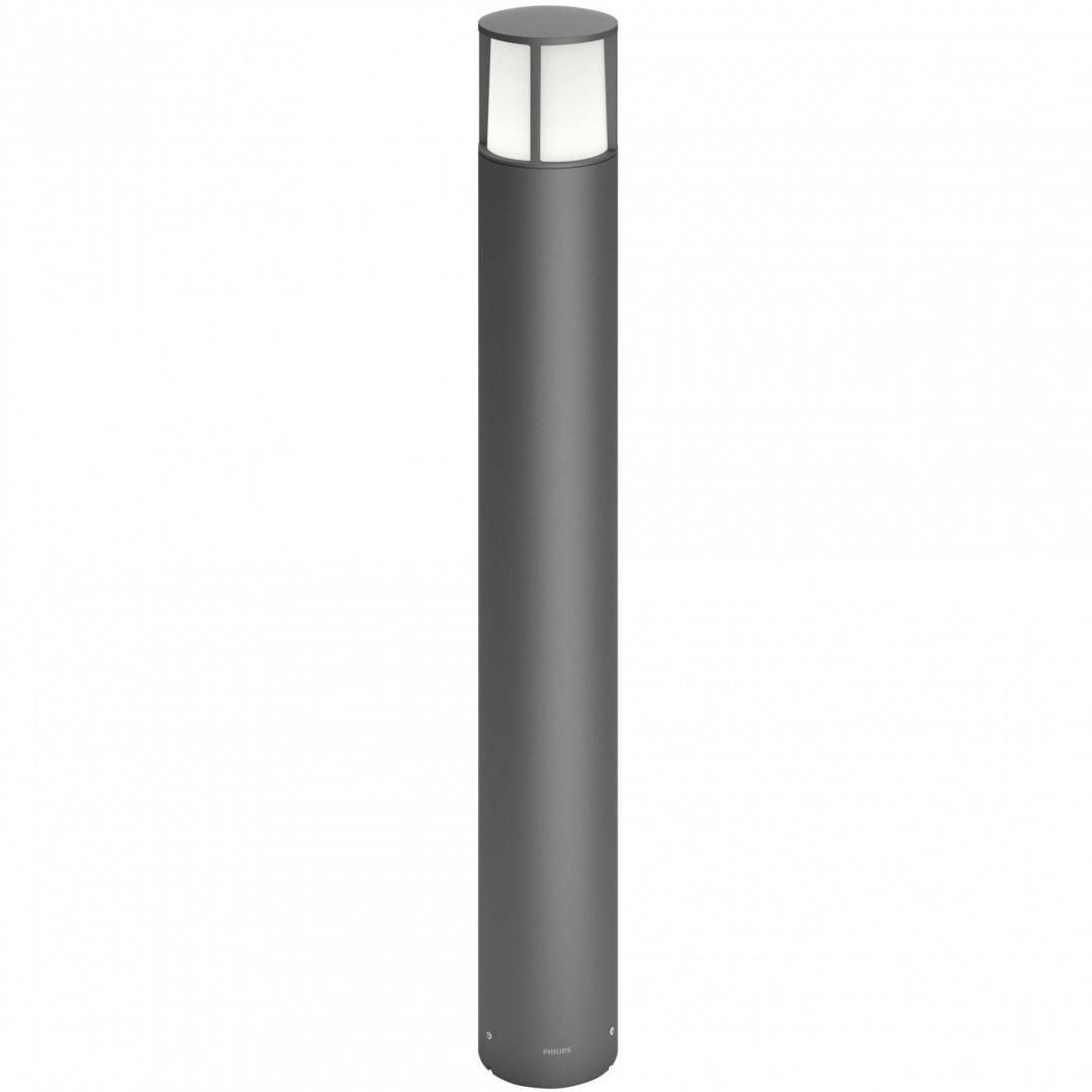 Stalp de exterior LED integrat Philips, Stock Post Anthracite, 1x6W, 230V, alb cald 2700K, 600 de lumeni, IP44, culoare antracit, material aluminiu, dimensiuni: 104x104x770mm;_1