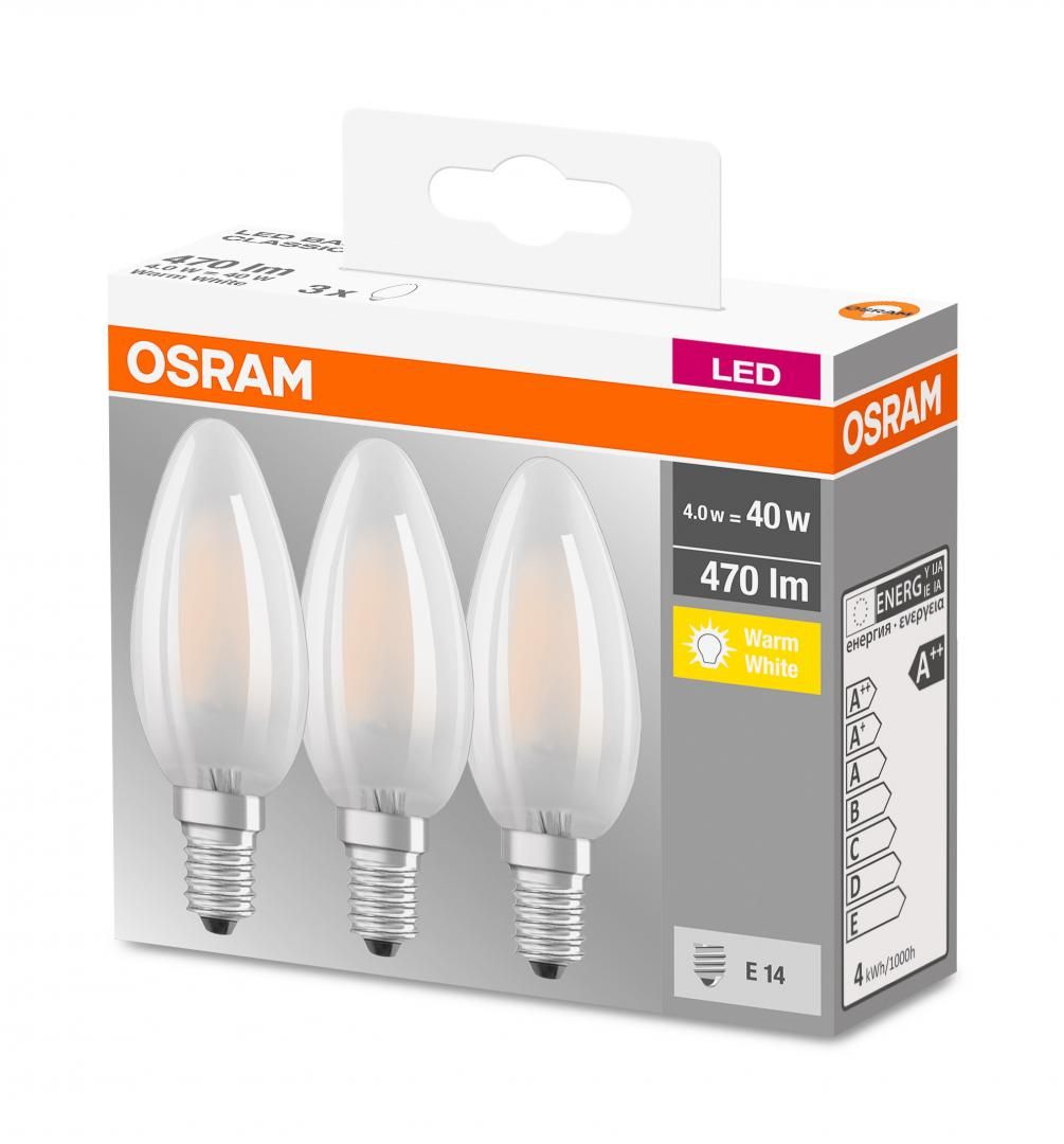 Set 3 becuri Led Osram, E14, , 4W, 470 lumeni, lumina calda(2700K), durata de viata 10.000 ore, clasa energetica A++_2