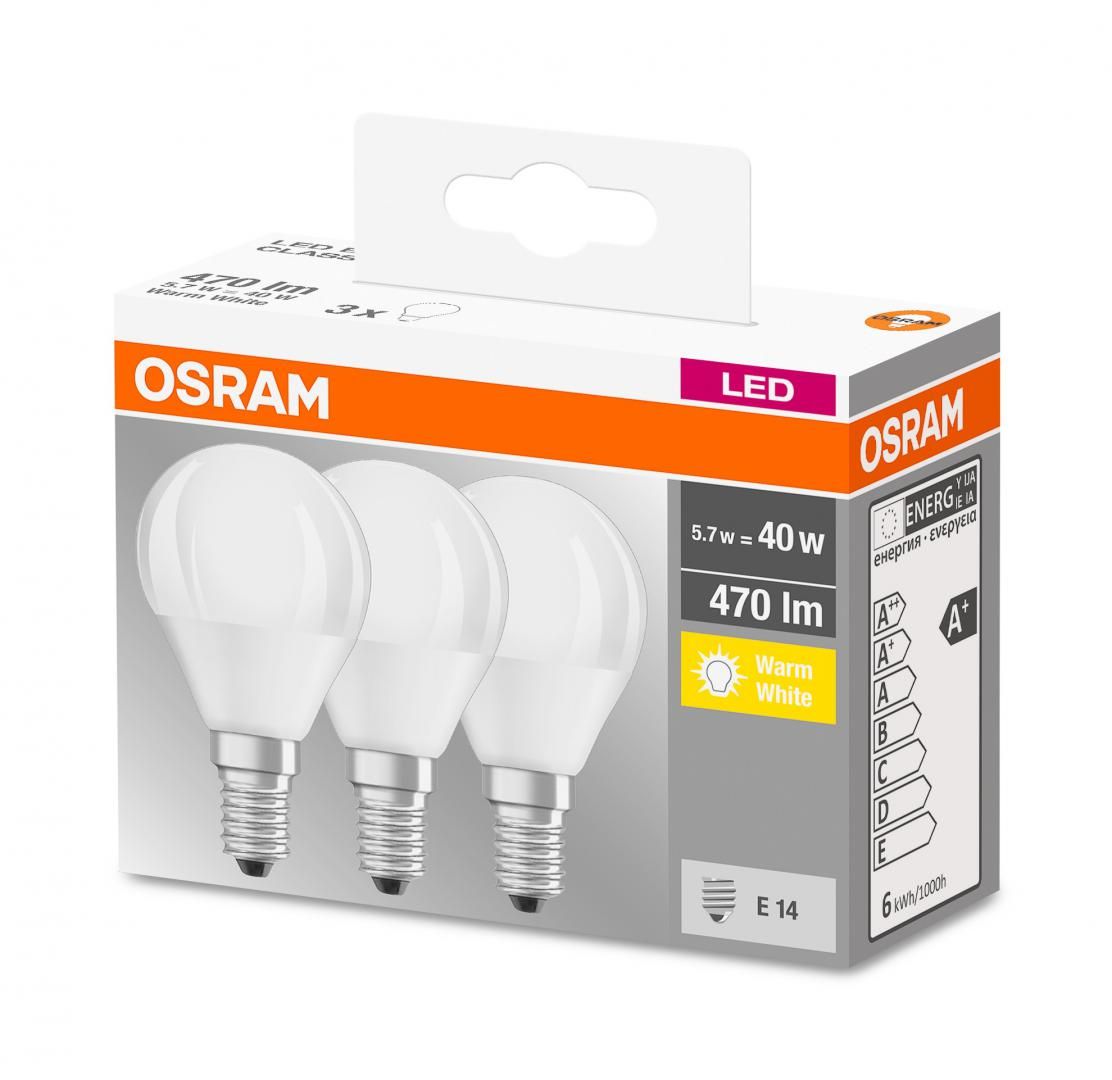Set 3 becuri Led Osram, E14, , 5,7W, 470 lumeni, lumina calda(2700K), durata de viata 10.000 ore, clasa energetica A++_1