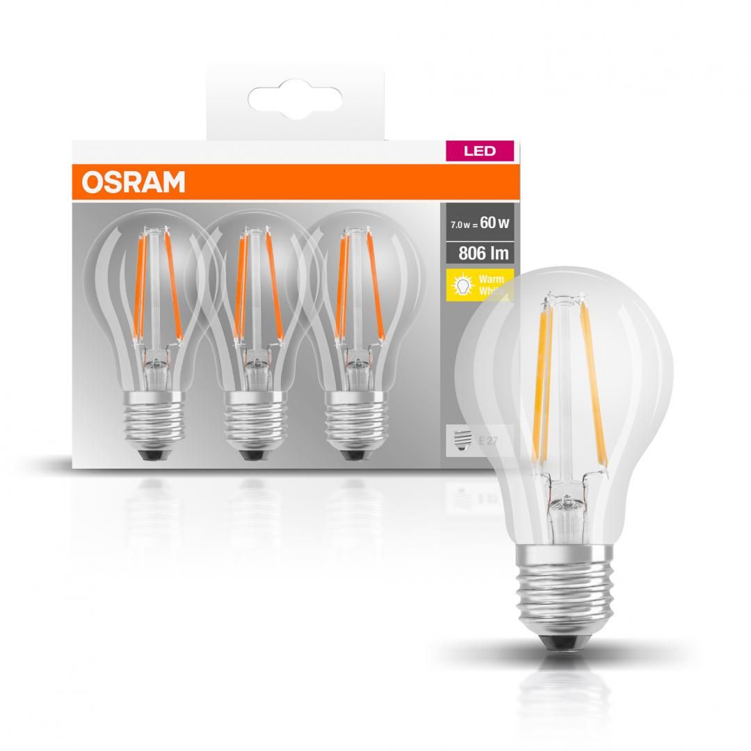 Set 3 becuri Led Osram, E27, 7W, 806 lumeni, lumina calda(2700K), durata de viata 10.000 ore, clasa energetica A++_1