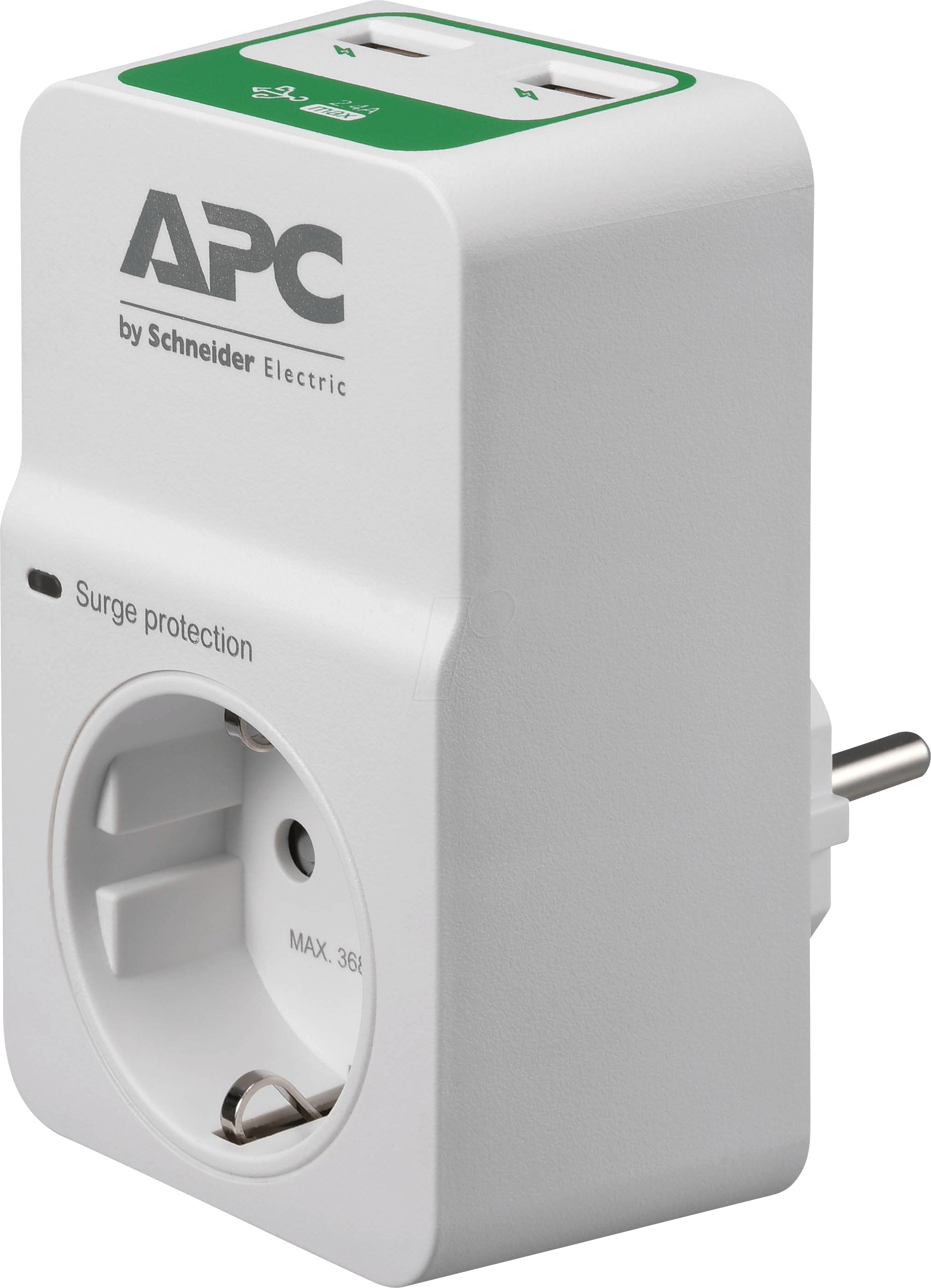 APC | PM1WU2-GR |Priza cu protectie | Nr iesiri 1 Schuko & 2 USB | Intrare Schuko | Alb_1