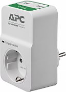 APC | PM1WU2-GR |Priza cu protectie | Nr iesiri 1 Schuko & 2 USB | Intrare Schuko | Alb_1
