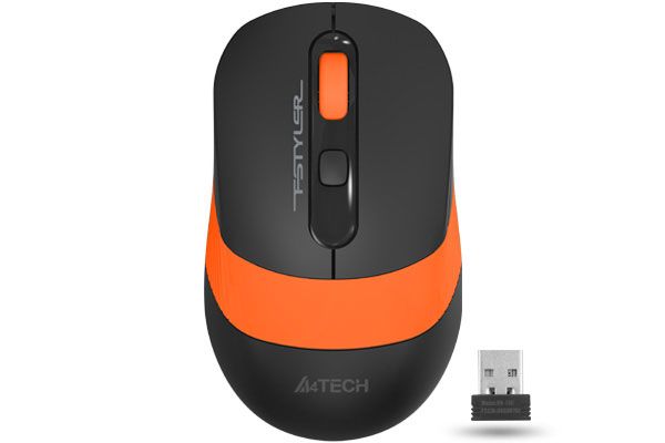MOUSE A4tech, gaming, wireless, 2.4GHz, optic, 2000 dpi, butoane/scroll 4/1, buton selectare viteza, negru / portocaliu,  FG10 Orange  (include TV 0.15 lei)