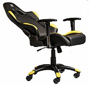 Scaun gaming X by Serioux, Torin, ajustabil, piele sintetica, piston pe gaz, manere reglabile, baza stea cu 5 picioare, greutate maxima admisa 150Kg, perne detasabile, negru si galben_1