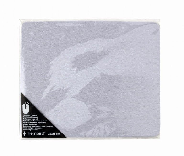 MousePAD GEMBIRD, cauciuc si material textil, 250 x 210 x 3 mm, printabil, alb, 