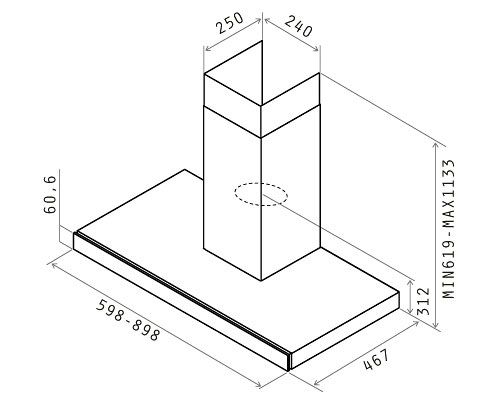 Hota de bucatarie ELICA JOY WHIX/A/90Latime 90 cm,Clasa energetica B ,Putere de absorbtie 710 m³/hTip de control: digital,Nivel de zgomot 69 db(A)Sistem recirculareDiametrul conductei de evacuare 150 mm, Tip de iluminare: Led 2x2,5 WFiltru de grasime inclusFinisaje: Otel Inoxidabil + sticla alba_2