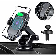 SUPORT auto si incarcator wireless SPACER pt. SmartPhone  2 in 1, fixare in grilaj, incarcare wireless Qi 10W 