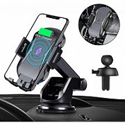 SUPORT auto si incarcator wireless SPACER pt. SmartPhone  2 in 1, fixare in grilaj, incarcare wireless Qi 10W 