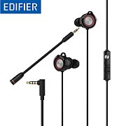 CASTI Edifier, cu fir, gaming, intraauriculare cu fir de legatura, utilizare multimedia, microfon pe casca, detasabil, conectare prin Jack 3.5mm, alb, 
