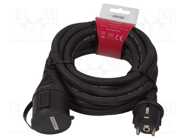 Cablu de alimentare prelungitor, Schuko, 5m, 3x1.5mm2, 250V / 16A, black, Logilink  LPS102  (include TV 0.75 lei)
