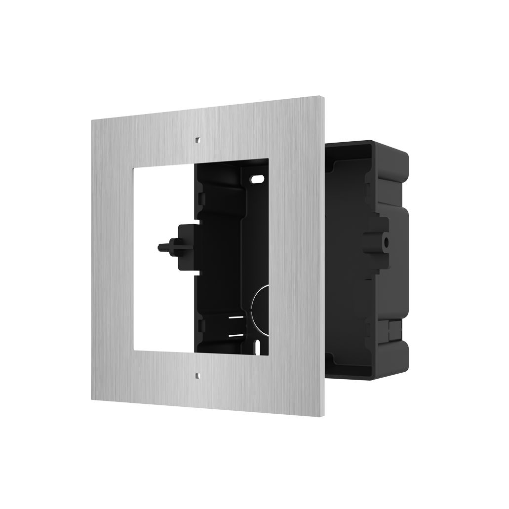 Panou frontal pentru un modul videointerfon modular Hikvision DS-KD- ACF1/S; montare incastrata; material otel inoxidabil, doza de plastic inclusa;dimensiuni: 134mm x 124mm x 4mm;_2