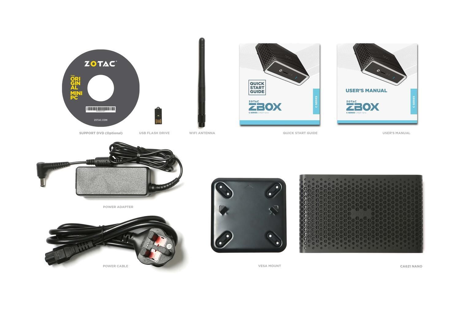 Desktop PC Zotac ZBOX nano Mini PC Barebone AMD Ryzen 3 3200U, 2C / 4T, 2.6 GHz base, 3.5 GHz turbo, 1 MB cache, 12-25 W, Fara memorie, Fara HDD/SSD, Radeon Vega 3, Fara unitate optica, Adaptor extern 65W_6