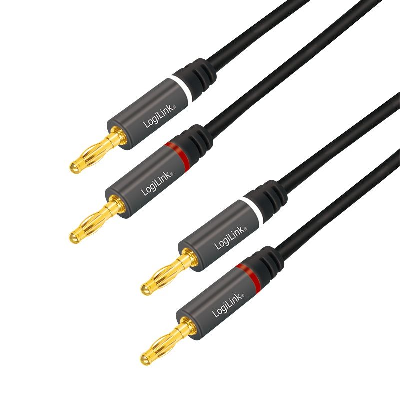 CABLU audio LOGILINK stereo (2 x 2.5 mm jack T/T), 3m, conectori auriti, negru 