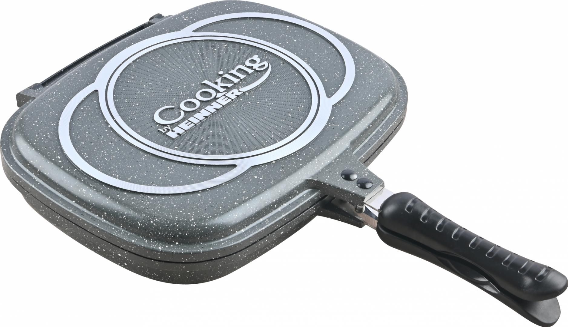 TIGAIE DUBLA DREPTUNGHIULARA TIP GRILL, ALUMINIU, 32x24x7.5 CM, EASY COOK GRAY, COOKING BY HEINNER_1