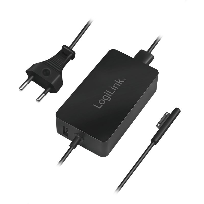 ALIMENTATOR retea 220V LOGILINK, pentru Microsoft Surface, compatibil cu Pro 6/4/3 si Laptop/Go/Book, 44W, USB 5V/1A, 0.5m, negru, 