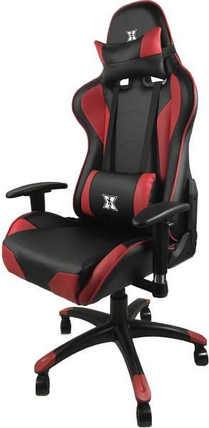 Scaun gaming X by Serioux, Torin, ajustabil, piele sintetica, piston pe gaz, manere reglabile, baza stea cu 5 picioare, greutate maxima admisa 150Kg, perne detasabile, negru si rosu_1